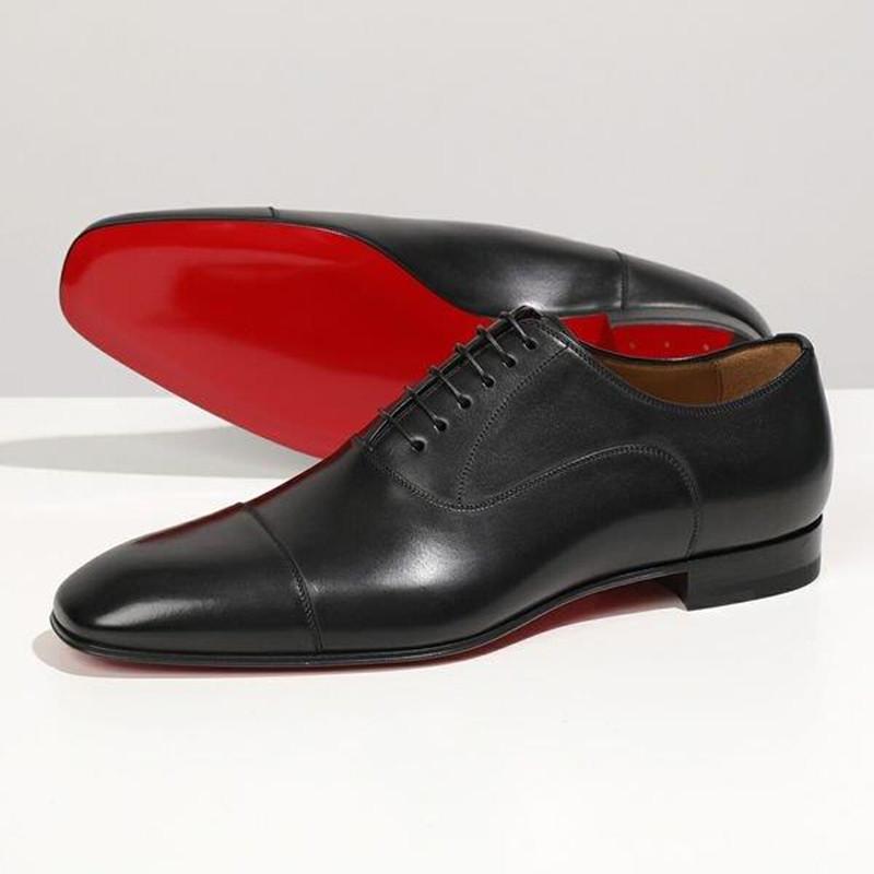 Fashion Red Sole Men Shoes Black Brown Oxfords Square Toe Lace-up Wedding Shoes for Men with  Men Shoes