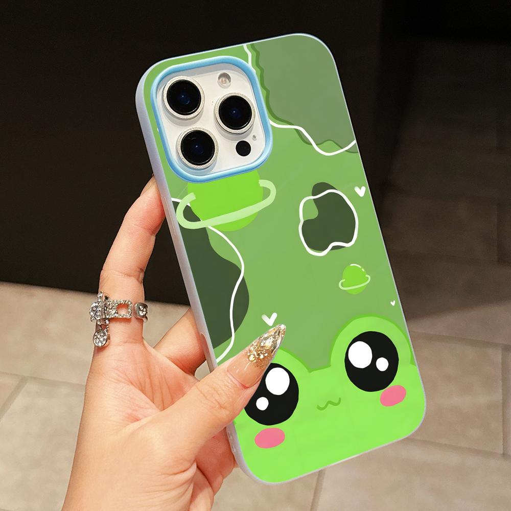 

Kawaii Frog Phone Case for iPhone 17 16 15 14 13 12 11 Air Pro Max Plus Jelly Double layer Light Blue Cover iPhone 15 Pro Max