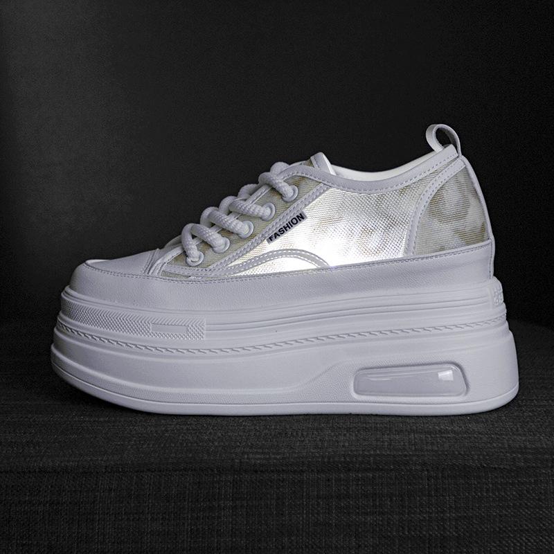 Special mesh dad shoes women's 2025 summer new casual shoes French round head thick sole heightening student white shoes