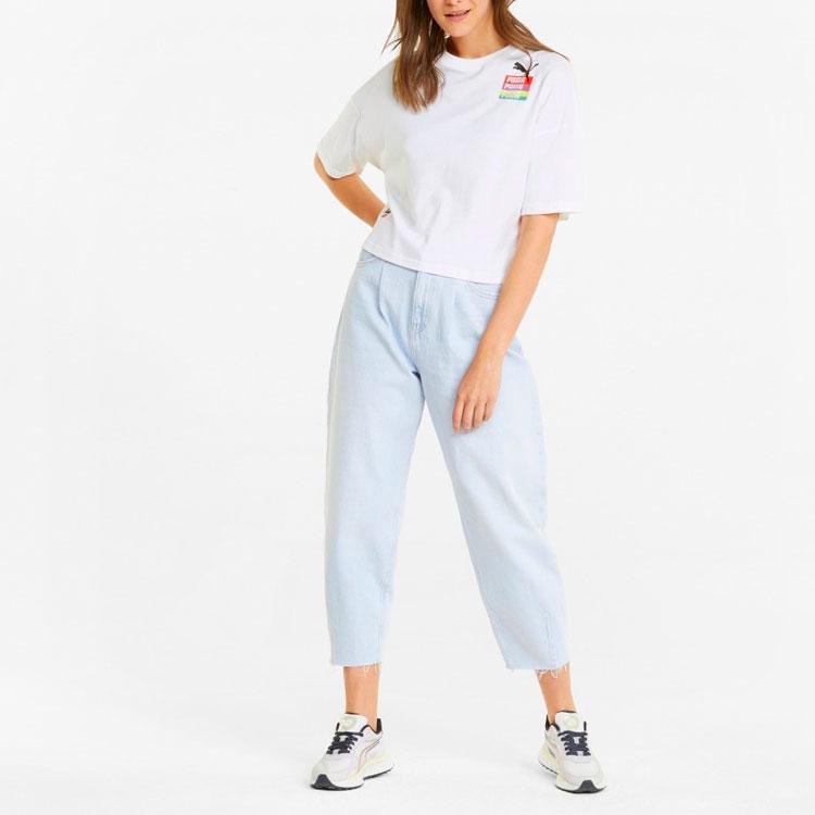 Puma Love Oversized Tee With Logo Print Women Tops White 536688-02