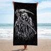 Asciugamano da Spiaggia in Microfibra Morbida ad Asciugatura Rapida con Stampa Teschio Nero Morte Grande Asciugamano da Spa alla Moda per Uomini e Donne Regalo di Halloween