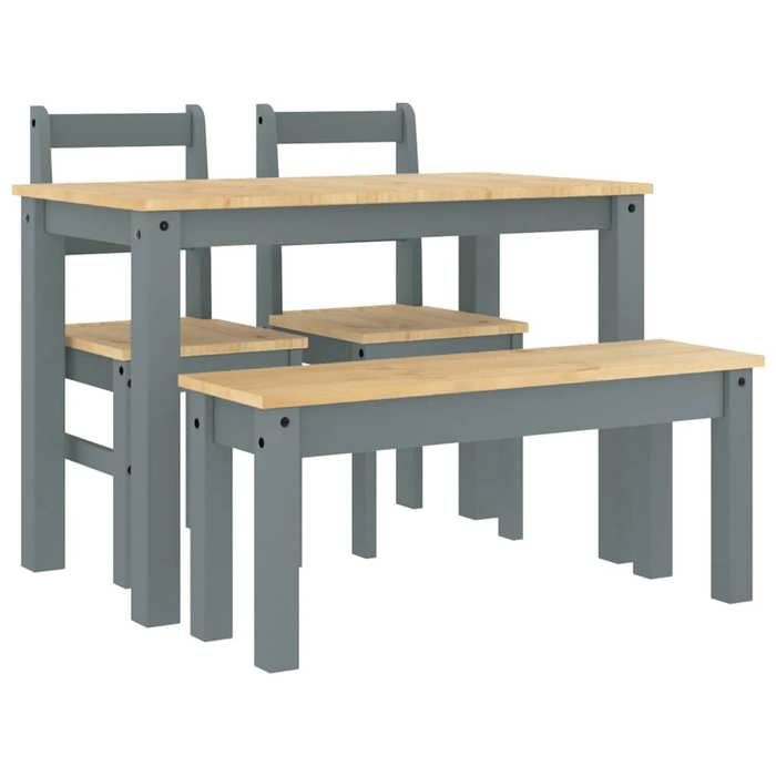 VidaXL Ensemble à manger Panama 4 pcs gris bois de pin massif, ensemble de table à manger, table et chaises de cuisine, 3345168