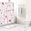 4 Pcs Valentine's Day Shower Curtain Sets With Rug, Toilet Lid, Non-Sli