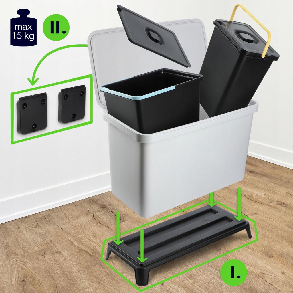 KADAX Set Mülleimer Hängebehälter zur Trennung Asche