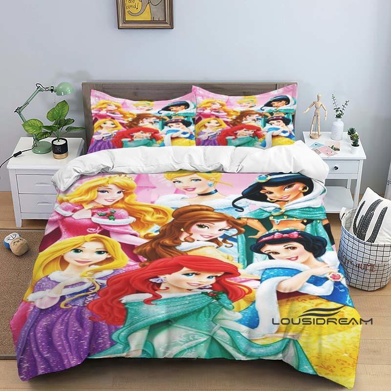 

1pcDisney Princess 3D Printed Duvet Cover and Pillowcase Bedding Set, Suitable for Single, Double, King, and Queen Beds. 135x200cm