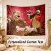 Custom Name Text Tapestry,Masha and the Bear Boho Wall Hanging, Decorative Backdrop Tapestry For Room