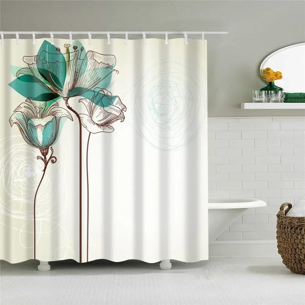 Pink Sunflower Shower Curtain Set Plant Bathroom Decor Home Bathroom Curtain Bathroom Curtain With Hook Cortina De La Ducha