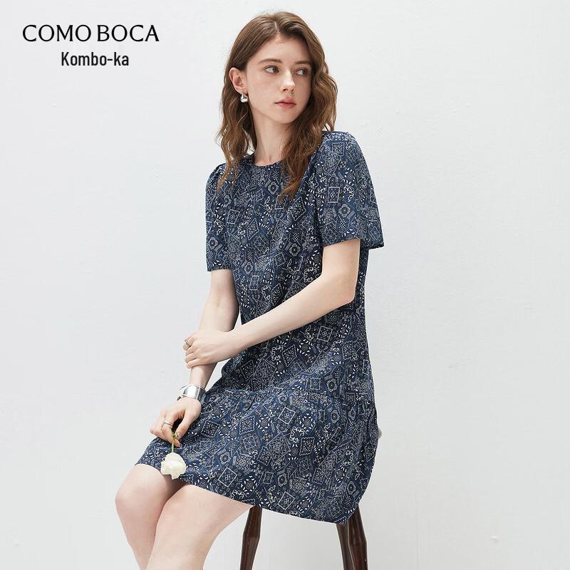 Women s Mulberry Silk Short-Sleeve Printed Dress S