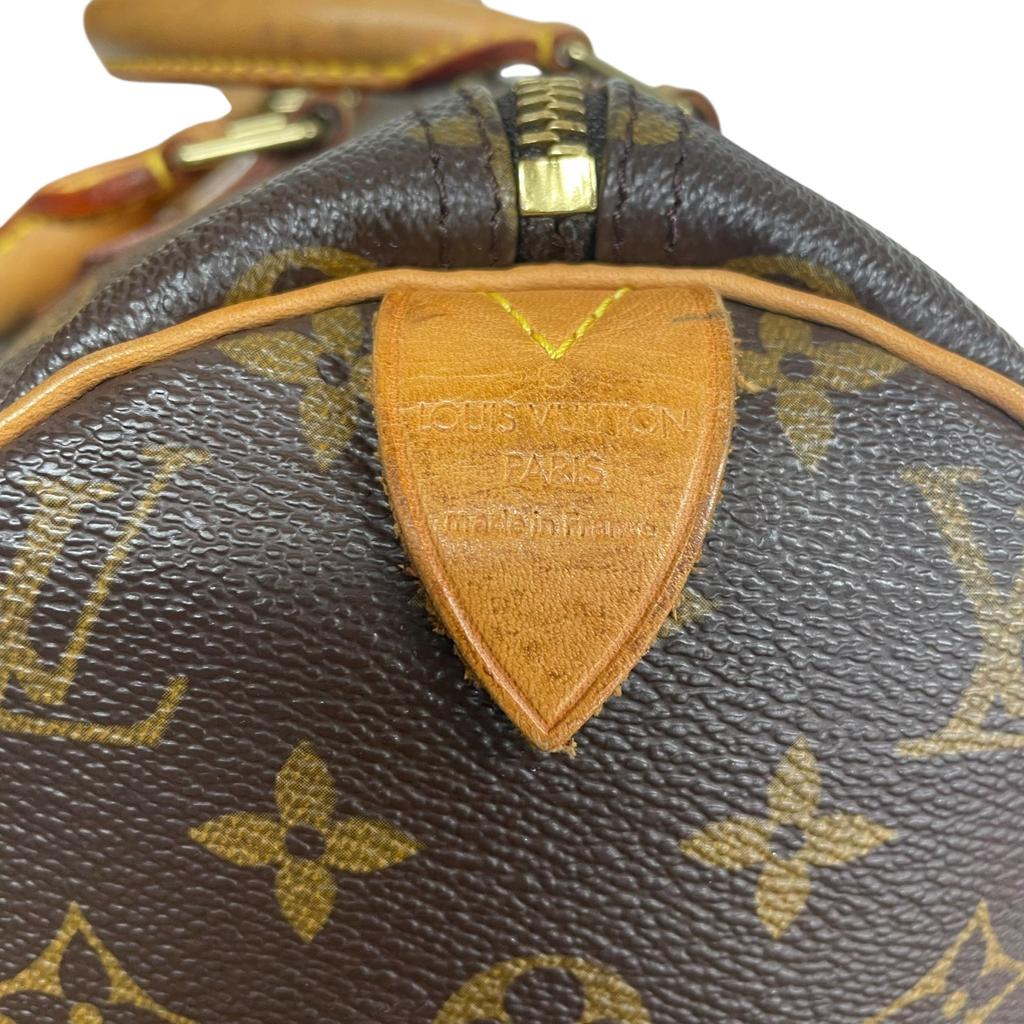 Used Louis Vuitton Monogram Speedy 30 M41526 Boston Bag Brown Authentic 1217