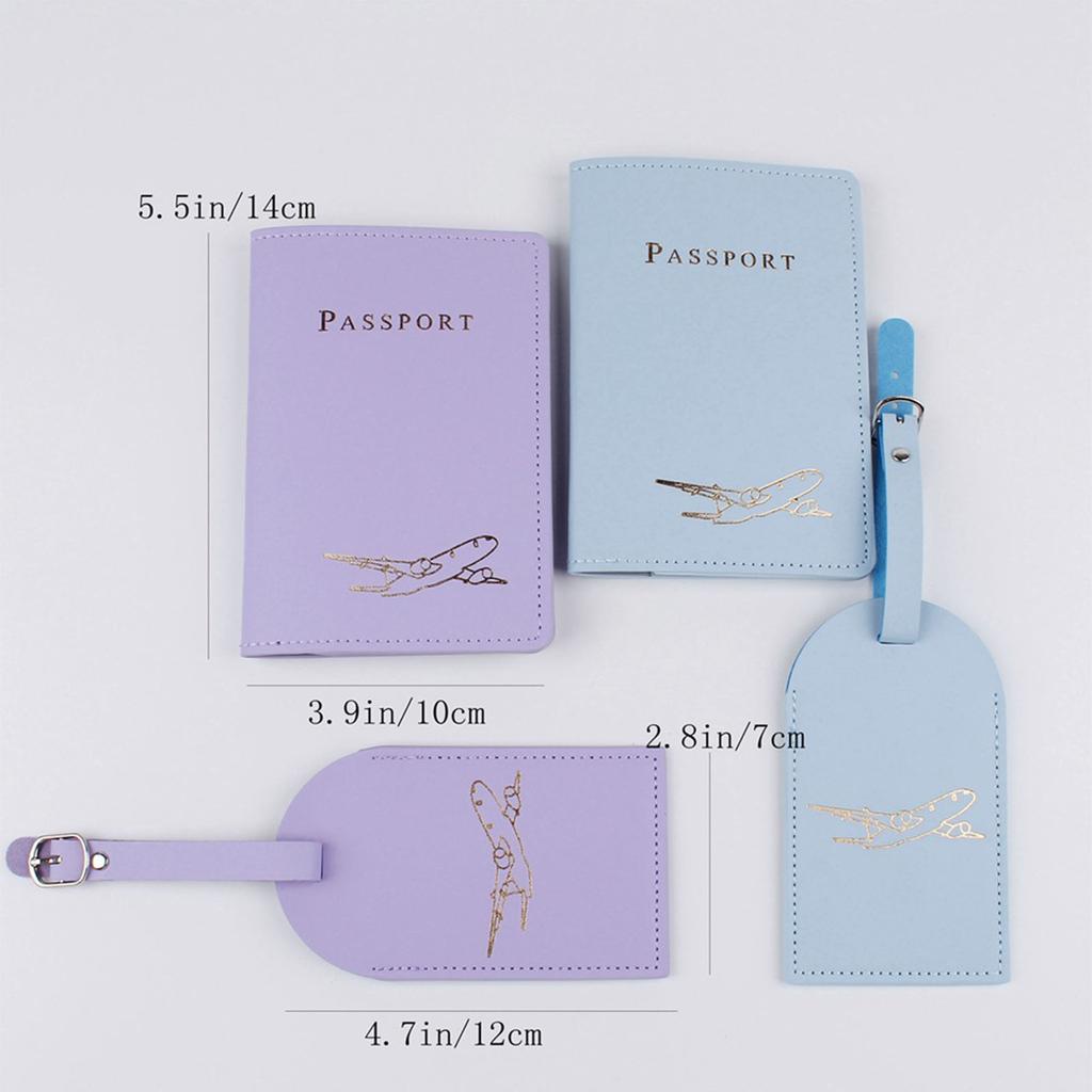 4pcs Lover Couple Passport Cover Holder Luggage Tag Hot Stamping Airplane for Women Men Travel Fashion Weddings Gift