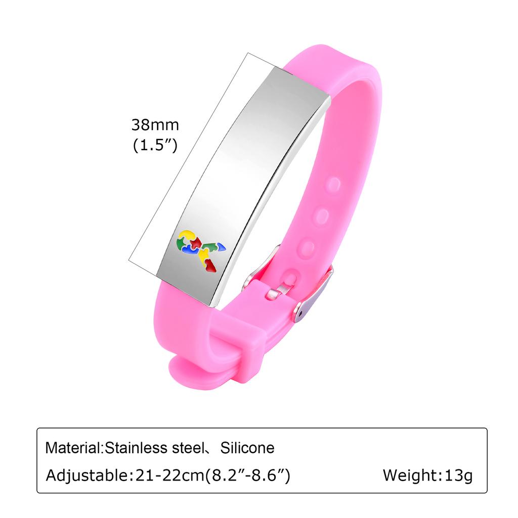 Braccialetti Personalizzati per la Consapevolezza sull'Autismo, Braccialetto Regolabile in Gomma, Braccialetti in Silicone Personalizzati per Sport e Emergenza, Incisione Gratuita