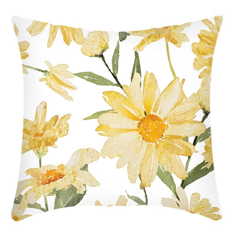 

New Green Plant Pillow Cover English Letter Daisy Print Pillow Home Sofa Cushion Cover 45 * 45Cm pillowcase