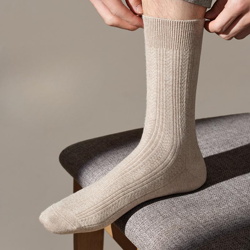 Men's Autumn and Winter Cotton Breathable Sweat Absorbing 7A Antibacterial Deodorant Boneless Business Socks