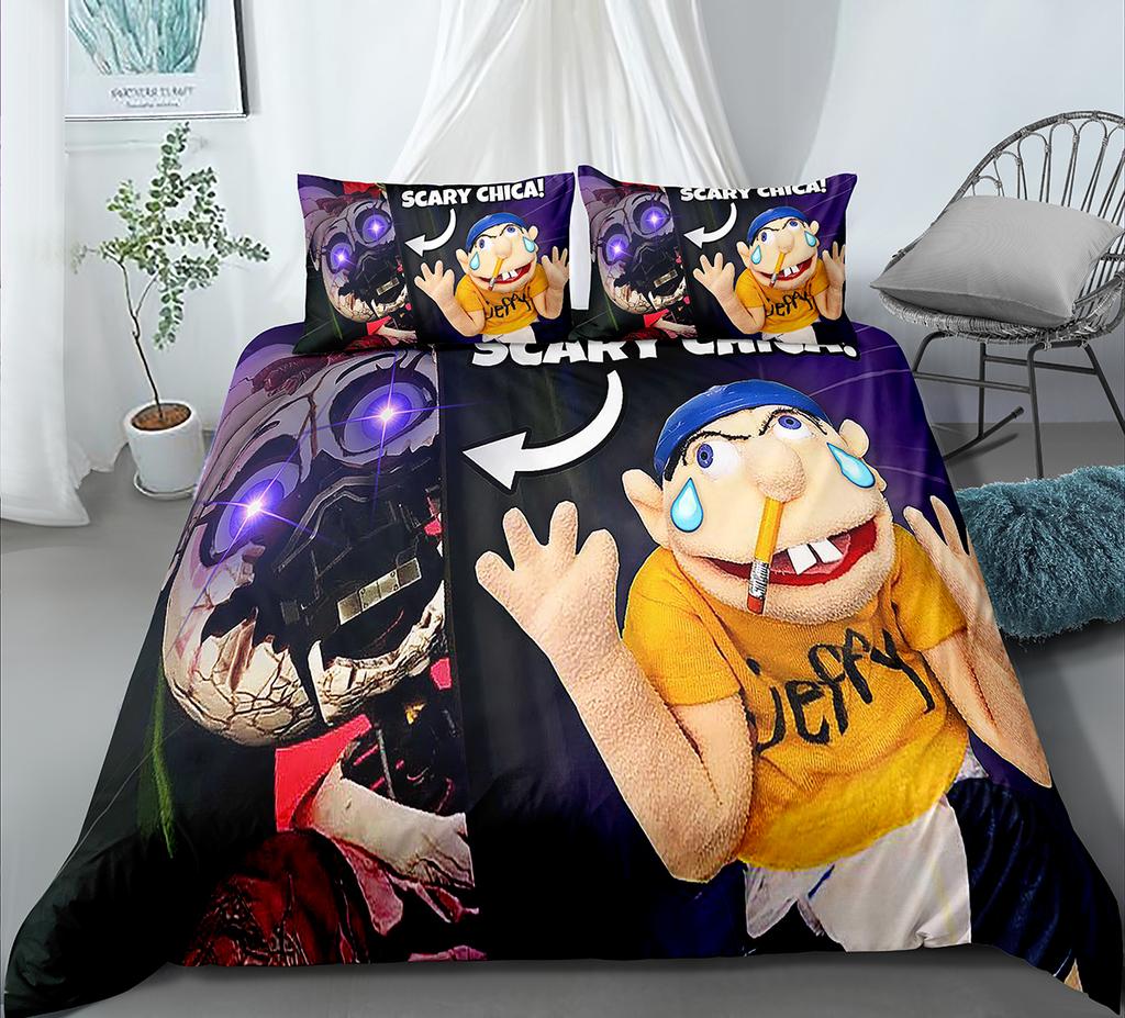 Indecor Cartoon Jeffy 3D Printed Duvet Case Pillowcase Bedding Set Twin Full Queen King Size For Kids Bedroom