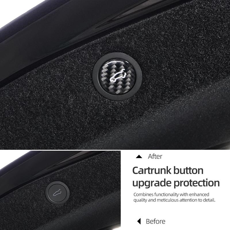 For Tesla 2019- Model 3 Highland 2026 Model Y Juniper Carbon Fiber Rear Trunk Switch Button Trim Sticker Car Interior Accessory