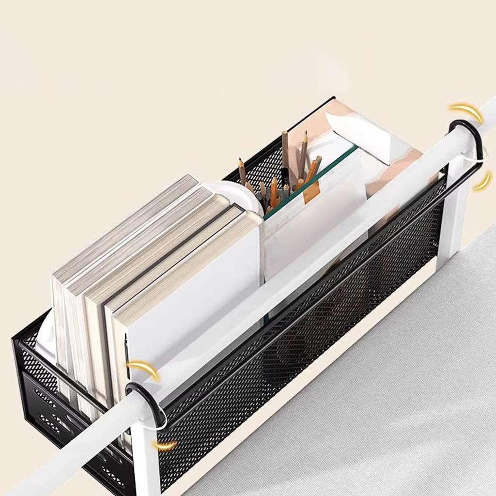 Bedside Hanging Storage Basket Practical Metal Space Saving Container Bedside Shelf for Bed Rails Dorm Hotel Apartment Office