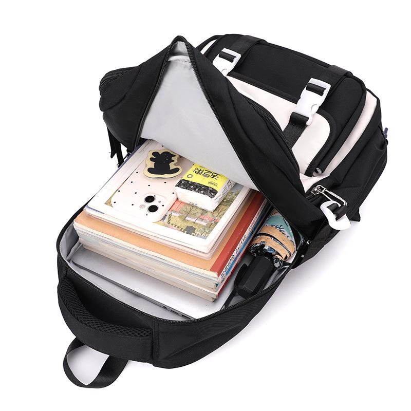 Natural Fish Design Trolley Backpack for Middle School Girls - Large Multi-Layer Capacity