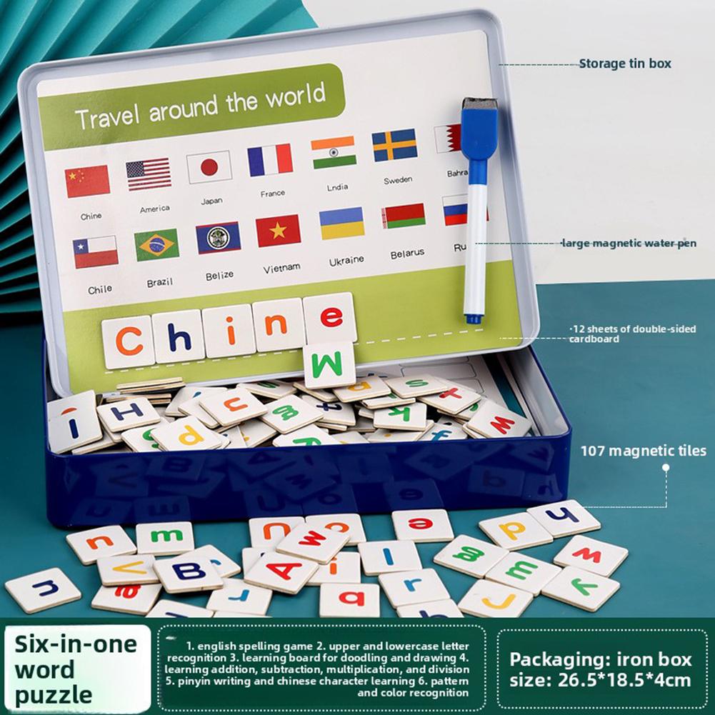 English Letters Magnetic Stickers Book Kindergarten Baby Teaching Aids Digital Cognitive Magnet Spelling Words Learning Toys