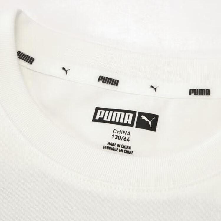 Puma Graphic T-Shirt Casual Round Neck Sports Short Sleeve Kids tops White 950442-01