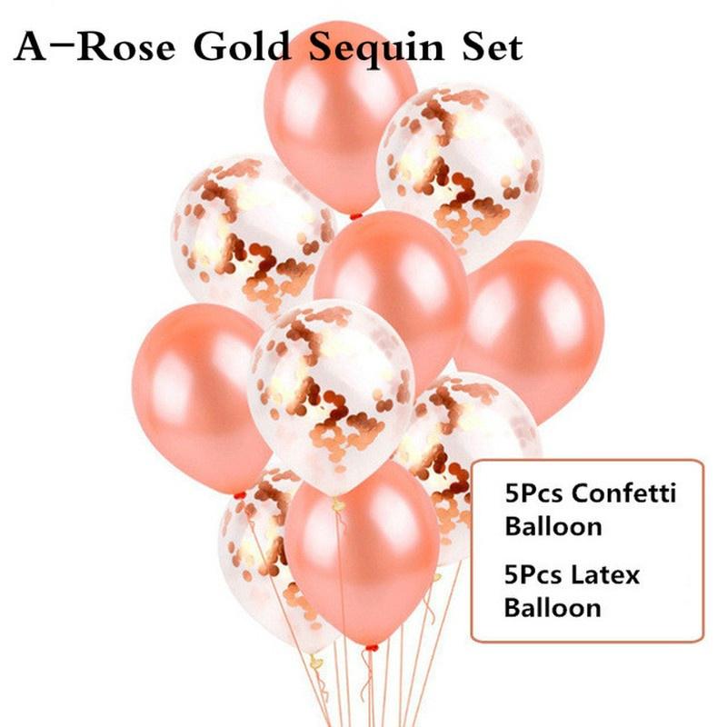 10/14/20pcs Rose  Party Confetti Sequin Balloon Accessories Heart Ballons Wedding Ballons Decorat