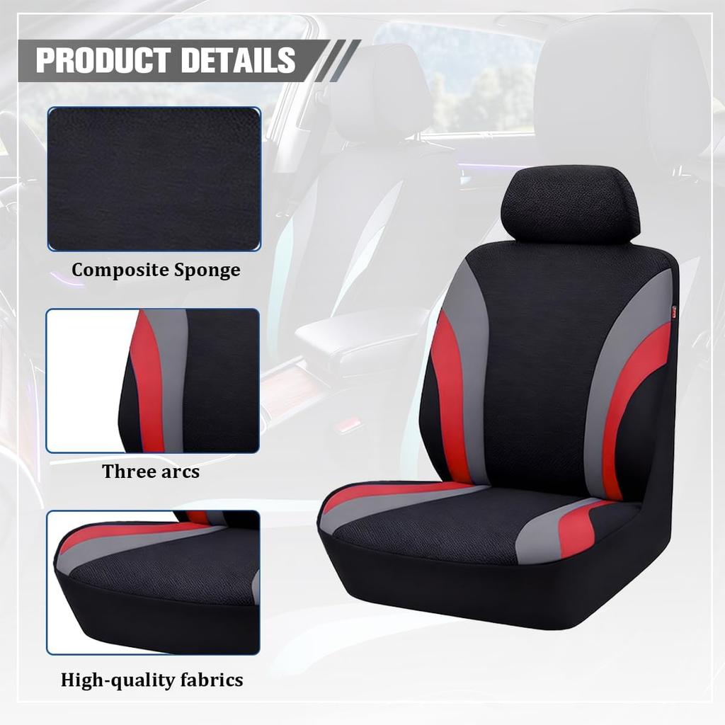 Car Front Seat Covers Only, Sports Breathable Mesh Vehicle Front Seat Protectors with Removable Headrest Covers, Auto Interior Protection