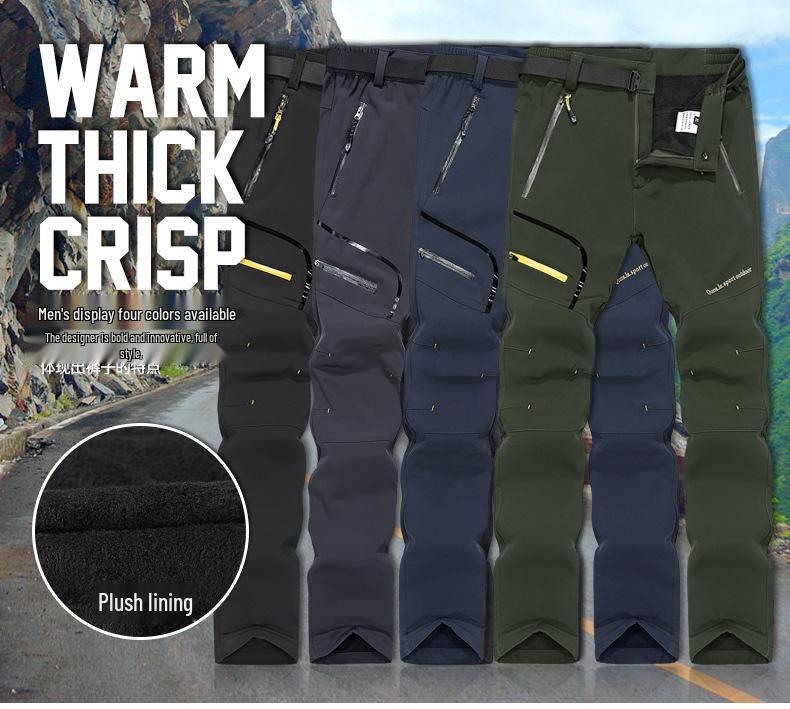 Men's and Women's Winter Fleece-Lined Windproof Pants: Warm, Thickened Softshell for Outdoor Wear, Available In Plus Sizes