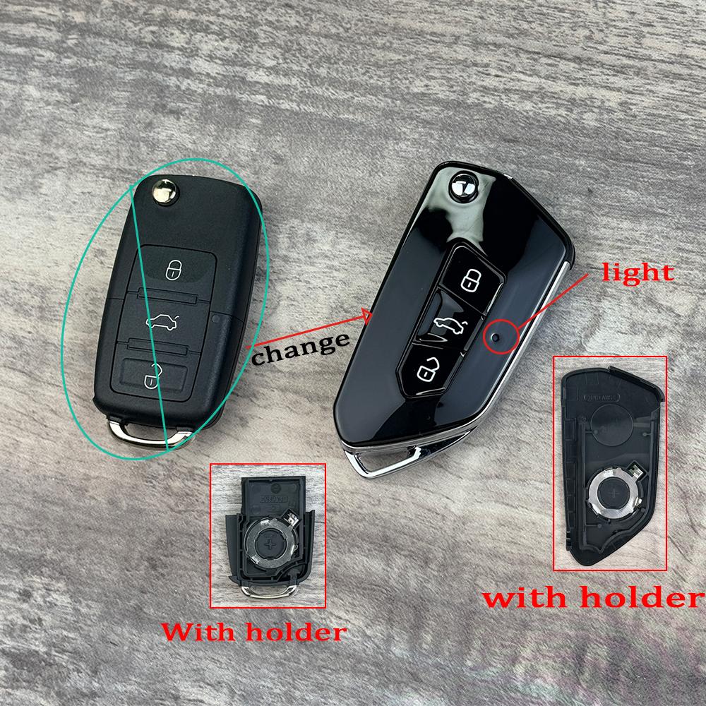 EBL2 Modified Exterior Car Key Shell Case Fob for Volkswagen Jetta Golf Polo Passat Beetle for Skoda Seat B5 Mk6 Caddy Tiguan Octavia