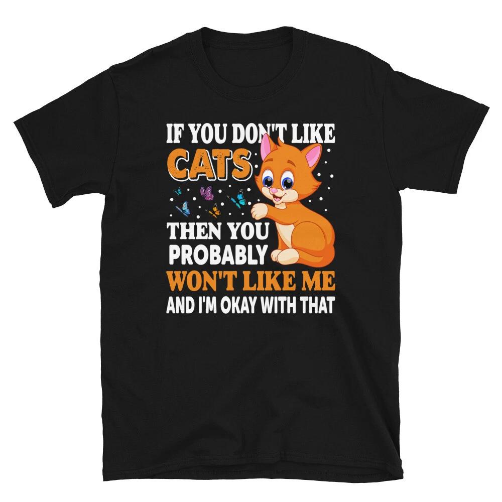 Cute Cat & Butterflies Cute Cat Funny Animal Kitty Cats T-Shirt 4XL