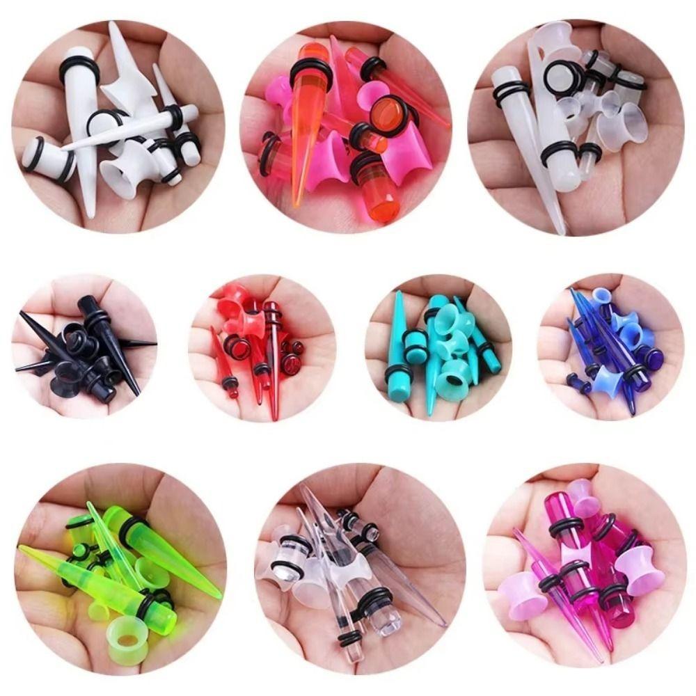 50Pcs Acrylic Ear Gauge Kit 14G-00G Ear Taper Ear Dilation Ear Stretching Kit Unisex