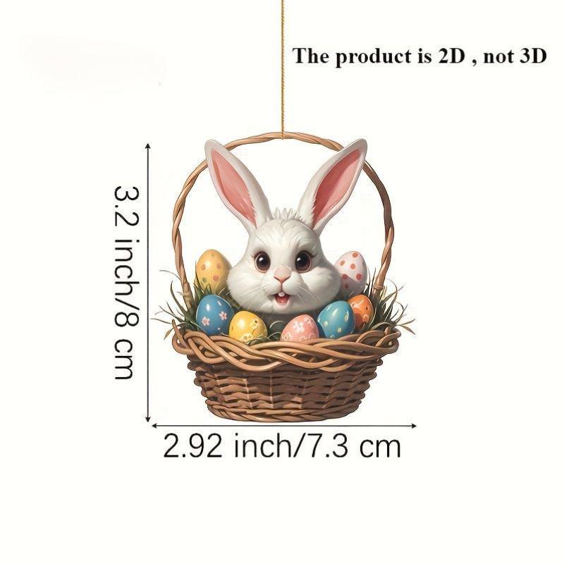 1/2pcs Easter Bunny Acrylic Flat Decorative Pendant, Keychain Pendant,Car Interior Decoration Pendant,Holiday Hanging Decoration