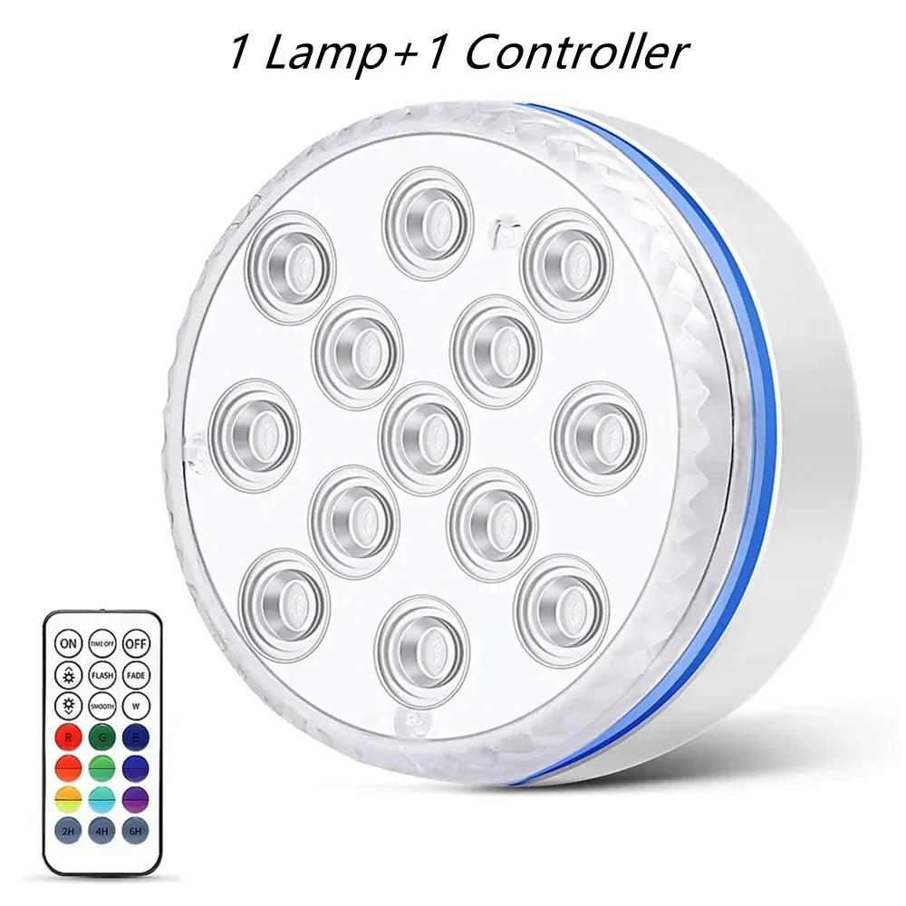 Updated Submersible 13LED Underwater Light with Remote Control Underwater Pool Light IP68 Bright Lamp RGB for Pond/Pool/Aquarium