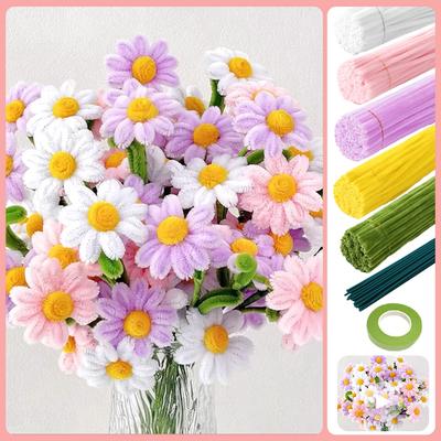 271/321pcs DIY Daisy Flower Craft Kit - Pipe Cleaner Crafting Supplies for Adults, Chenille Stems Perfect for Wedding Bouquets