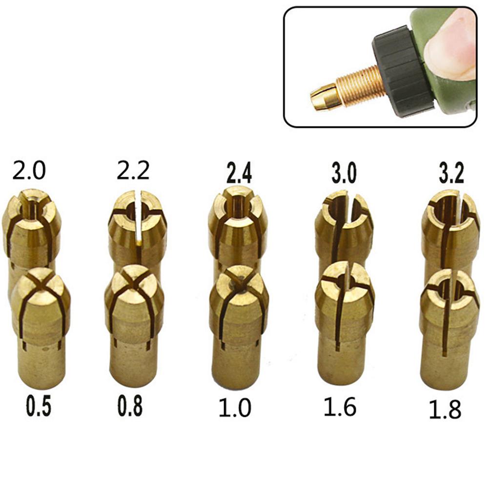 10Pcs Mini Drill Chucks Adapter 0.5mm-3.2mm Dremel Mini Drill Chucks Chuck Adapter Micro Collet Brass For Power Rotary Tool