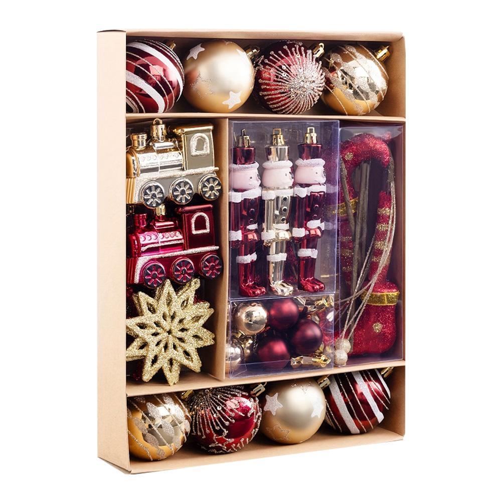 50 Pièces Décorations d'Arbre de Noël Incassables Rouges et Dorées Pendentifs d'Arbre de Noël Décoration de Noël pour Maison Hôtel Décor de Fête