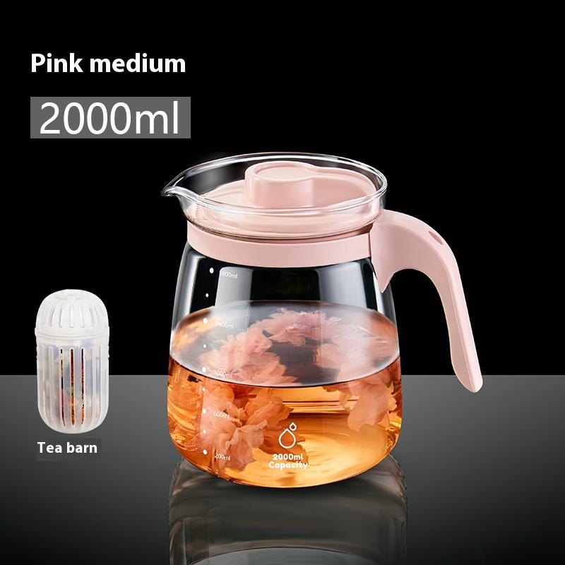 Summer Large Capacity Refrigerator Tea Kettle Tea Separation Cold Kettle Glass High Temperature Flower Teapot Brewing Tea