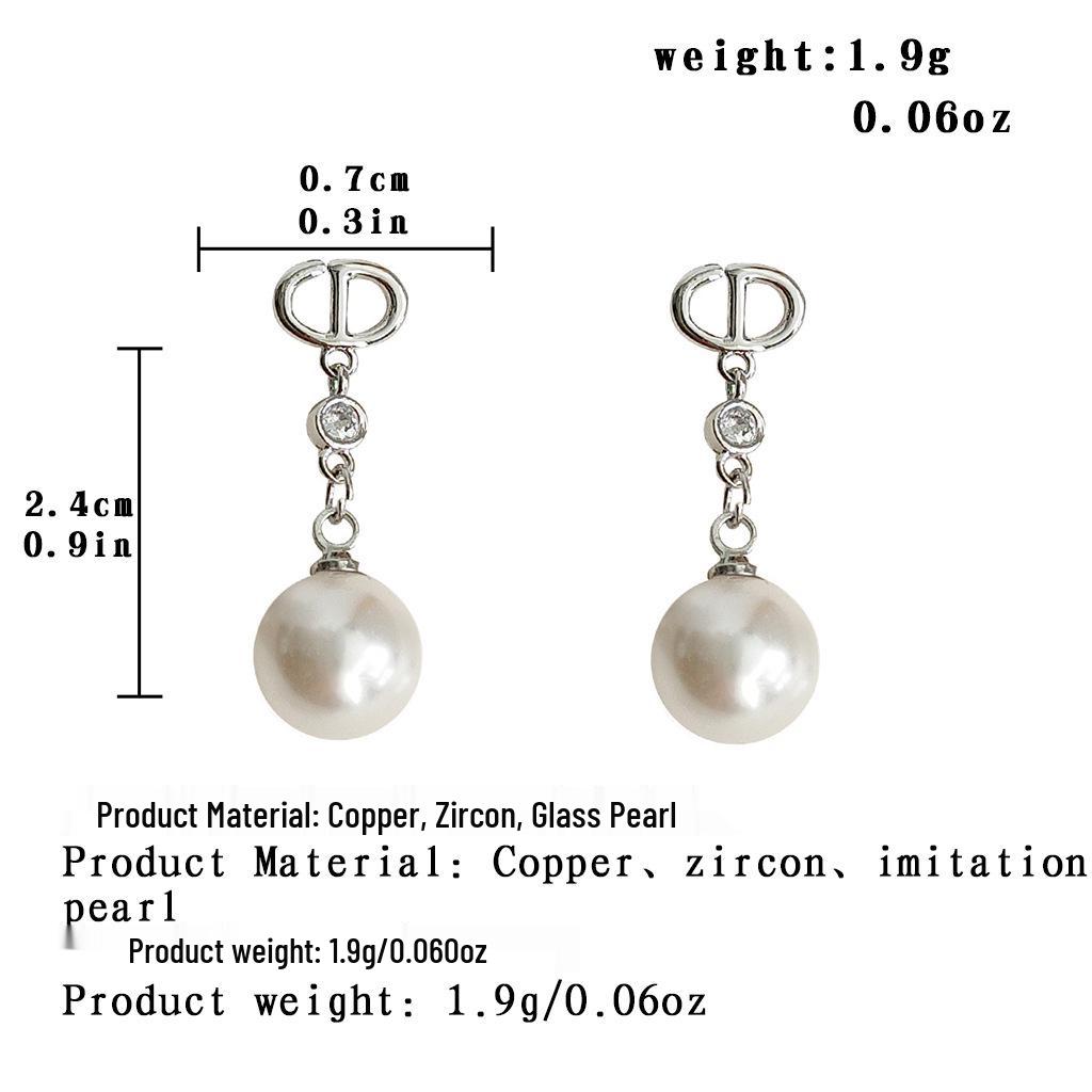 925 Sterling Silver Zircon Pearl Earrings: French Light Luxury Jewelry for Women