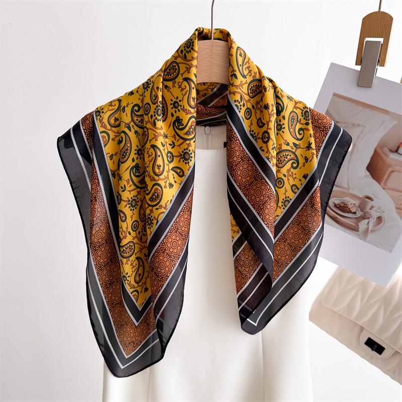 New cashew herringbone and linen small square scarf silk scarf imitation velvet scarf shawl sun protection scarf women's