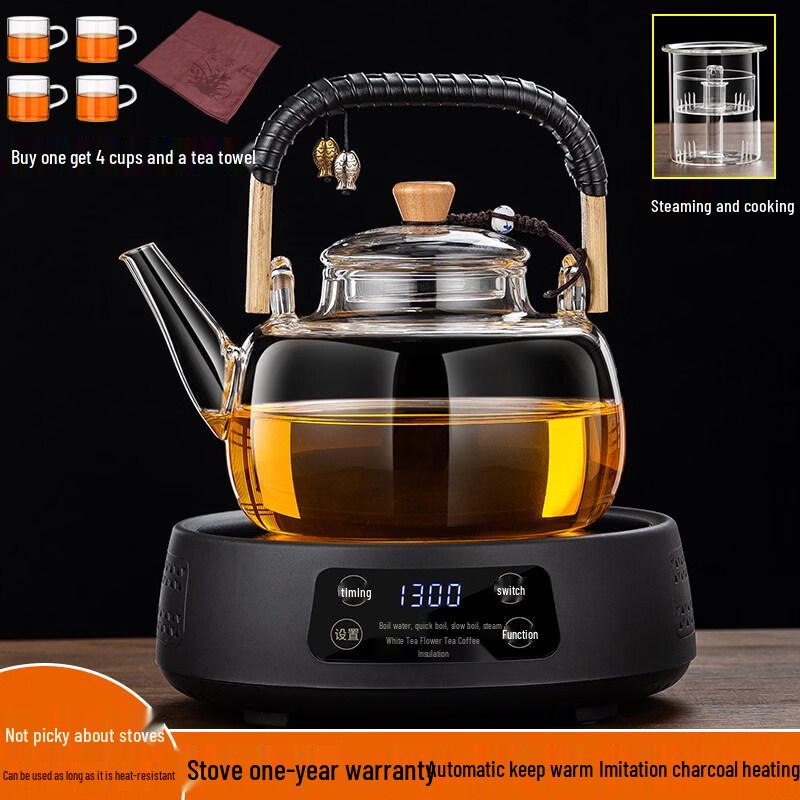 ZISIZ 2025 Black Crystal Stove Steamer Teapot