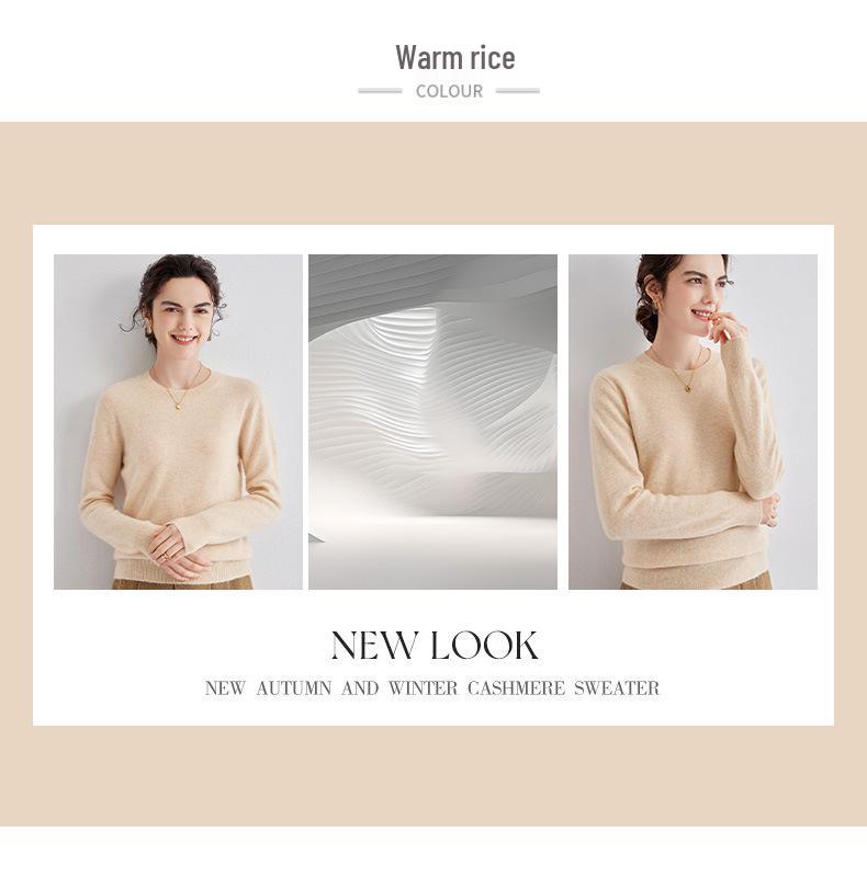 Women's Cashmere Pullover: 2024 Spring/Autumn, Round Neck, Gentle Loose Fit, Thin Slimming Wool Sweater