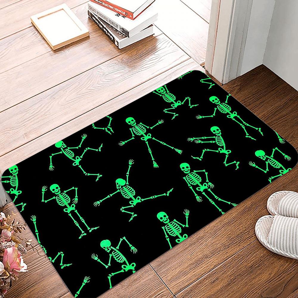 Halloween Skull Ghost Printed Kitchen Carpet Living Room Dining Room Laundry Floor Mat Bath Balcony Hallway Non-slip Door Mat