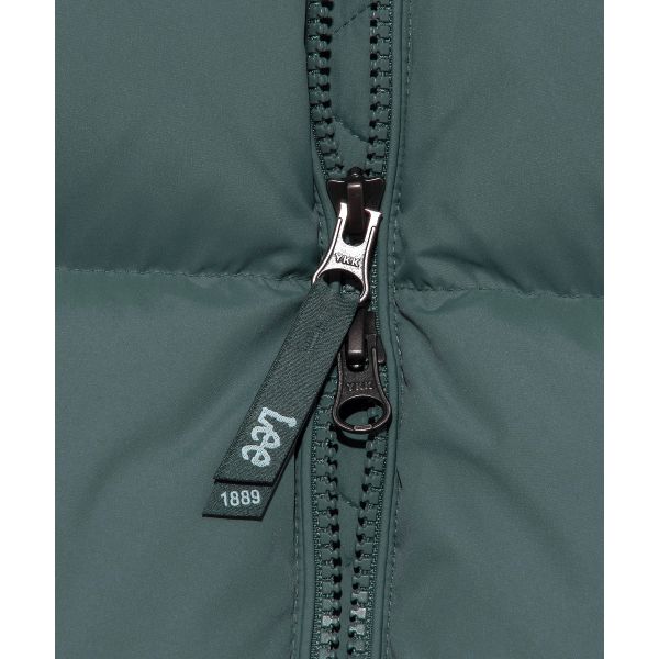 Lee Korean Style Letter Stand Collar Double Zipper Short Down Jacket Unisex Outerwear LE2504DP01TU
