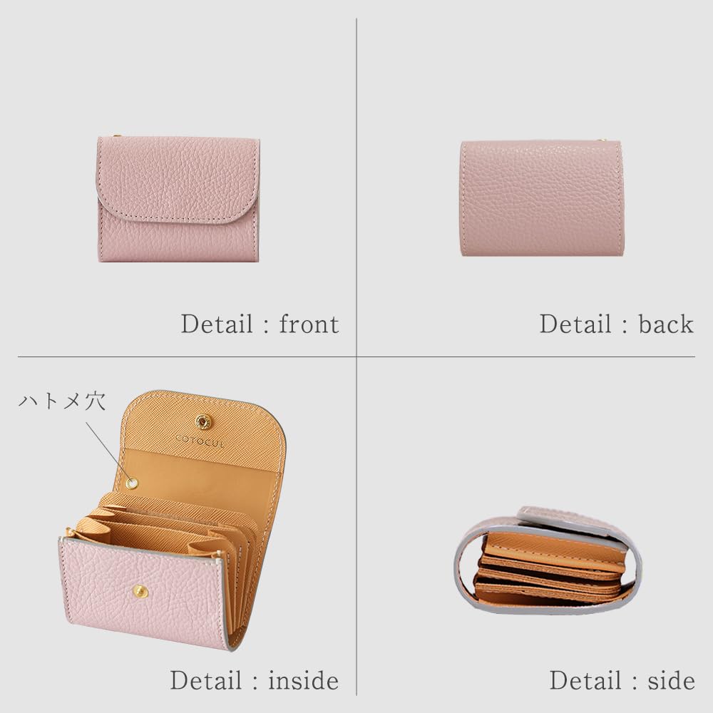 COTOCUL Geldbörse für Damen und Herren, Echtes Leder, Großes Fassungsvermögen, Kompakt, Italienisches Leder, Kleine Geldbörse, Cotocul, Neues Modell (Lavendel)