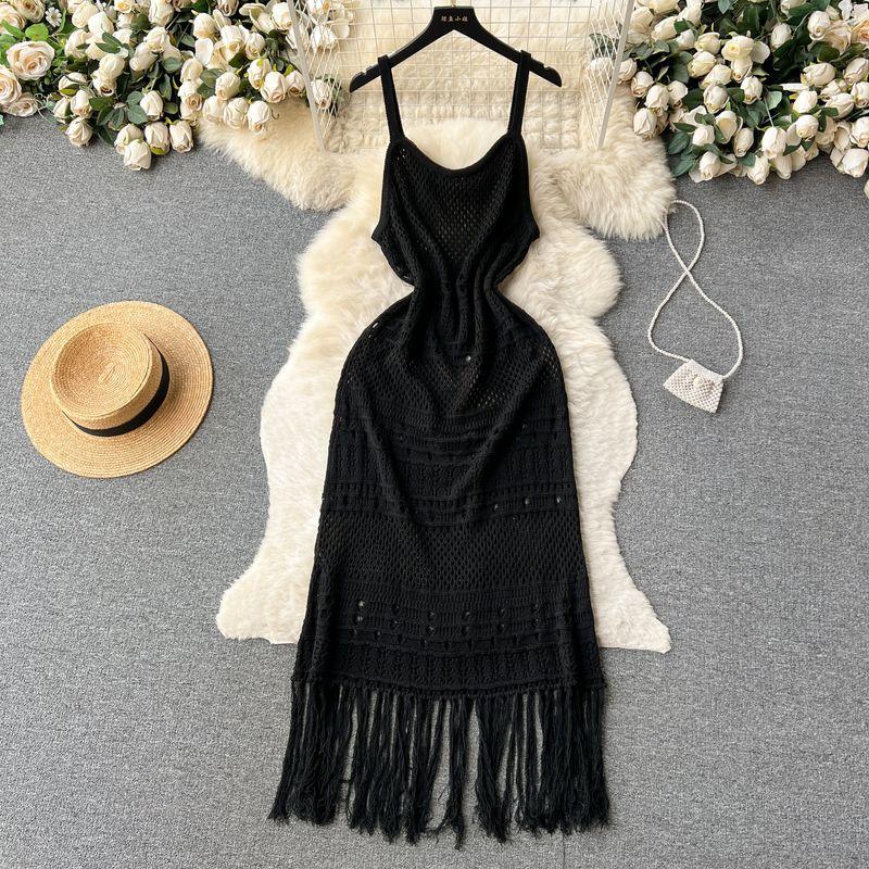 

Chic Vintage Camisole Outerwear Cover-up Burr Hook Flower Black One size