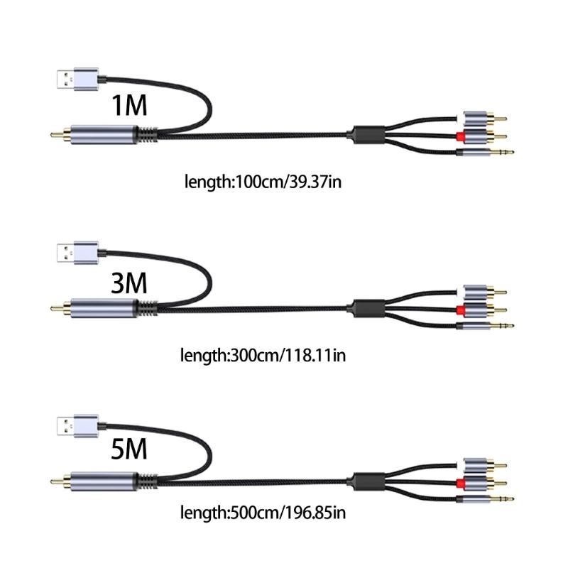 Coaxial To 3.5mm 2RCA Audios Adapters Cable USB Powered With Braide Shield For Home Theater And Professional Audios Systems
