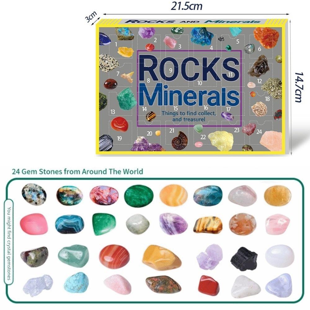 Unique Christmas Crystal Gemstone Blind Box 24 Grid Colorful Rock Mineral Specimens Interesting Natural Healing Stone