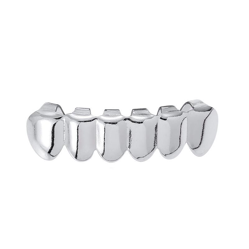 Gold Plated Shiny Canine Hip Hop Grillz Set - 6 Teeth Cool Jewelry