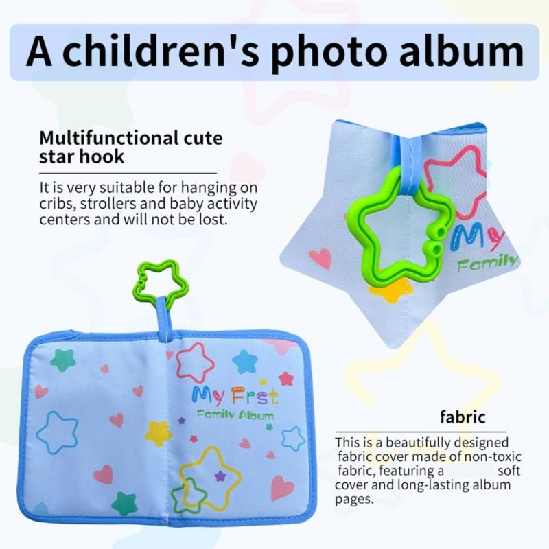 Interactive Toddler Photo Album Baby First Year Family Pictures Book with Chewable Rings and Shatters Resistant Mirror