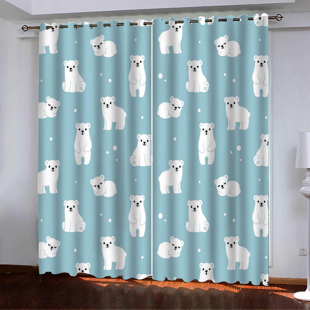 Curtains Polar Bear Elk Penguin Tile Drawing Series 3 Digital Printing High Density Blackout Curtains