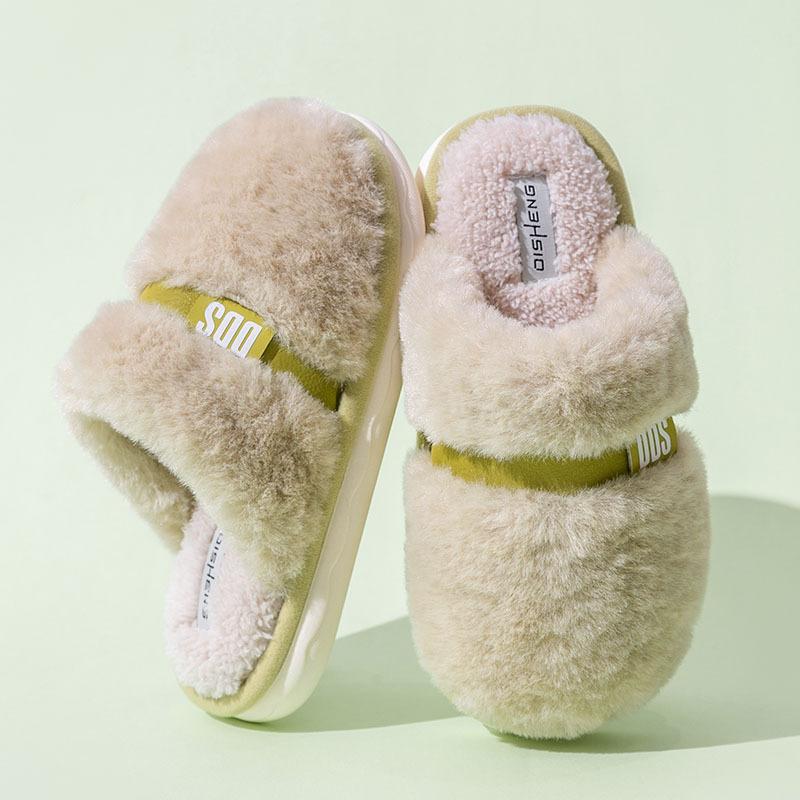 Fleece Thickened Cotton Slippers Women's Season Non-slip Warm Thick Bottom Household Slippers Indoor Home Cotton Mop