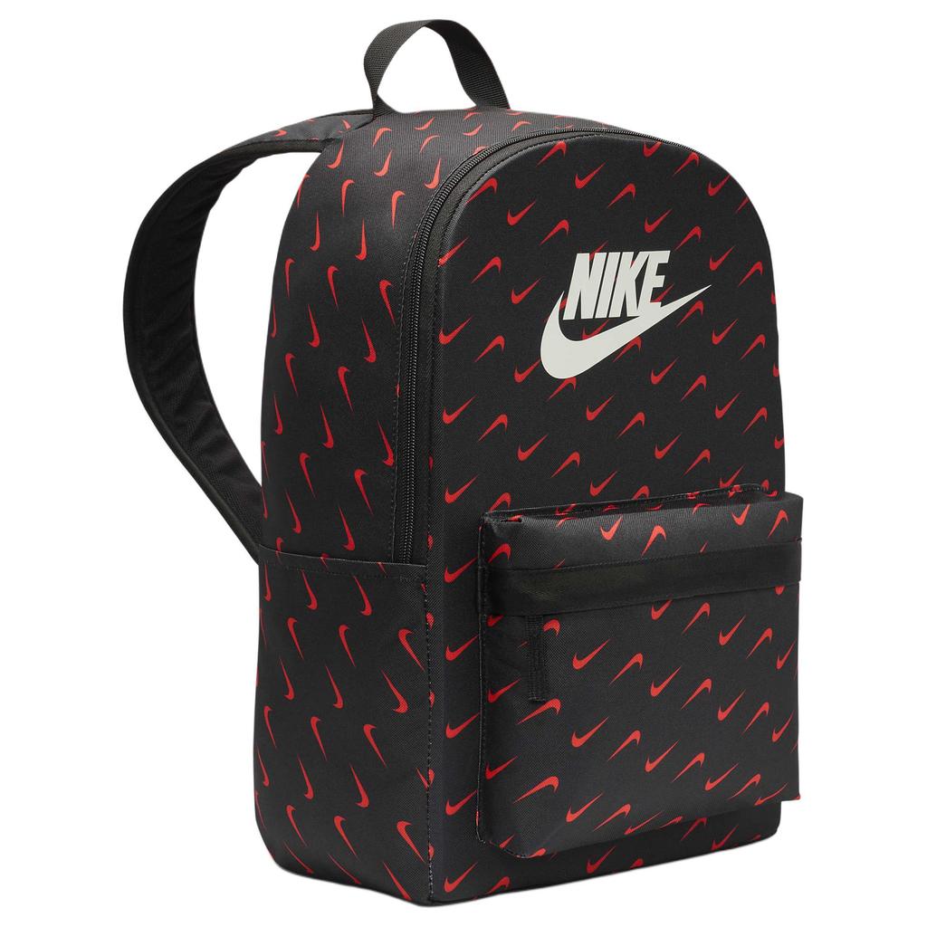 Nike Logo Print Zipper Closure Polyester Backpack Women Backpacks Black Red HF6995-010